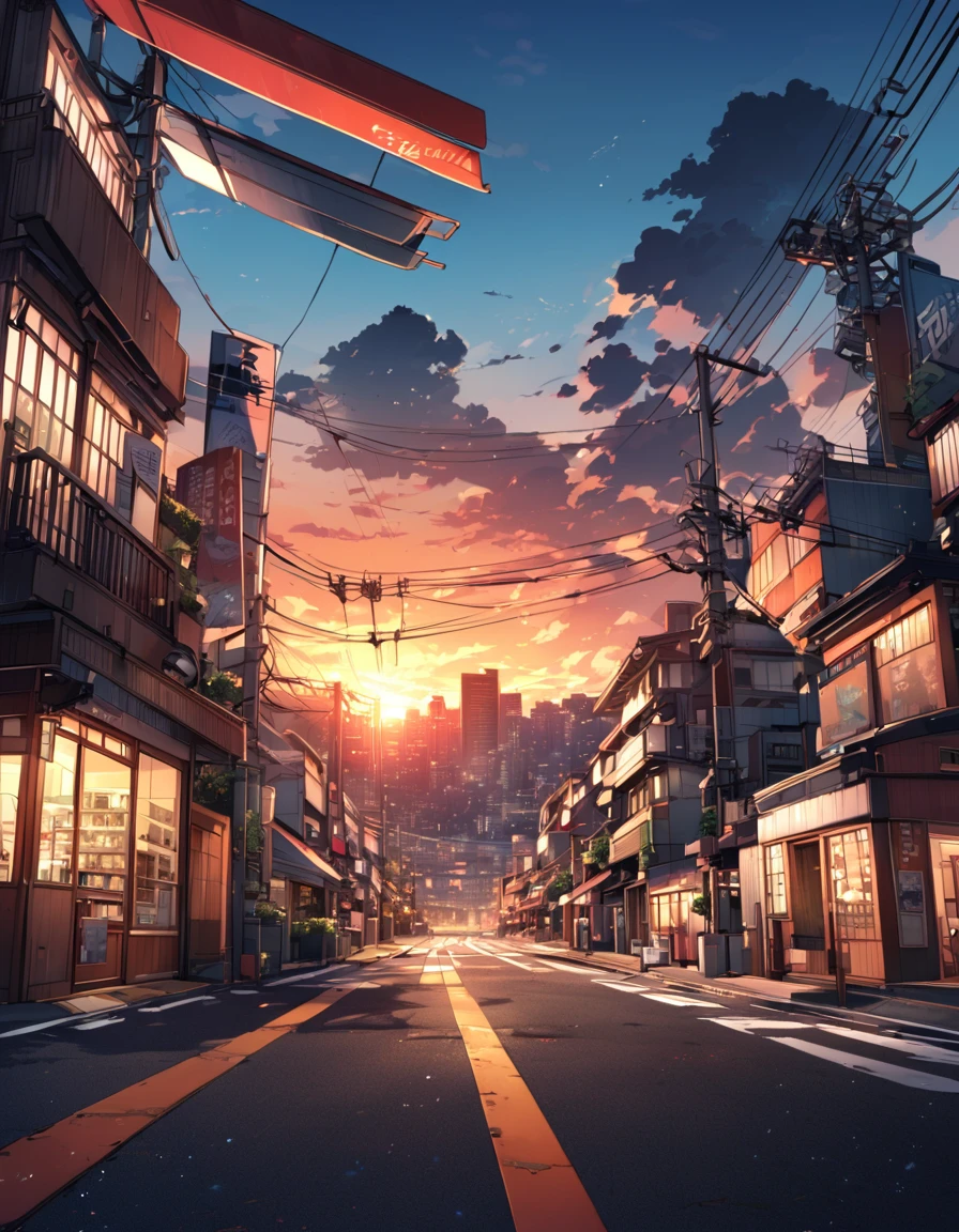 Tokyo Street At Sunset Anime Mesmerizing Sky Landscape