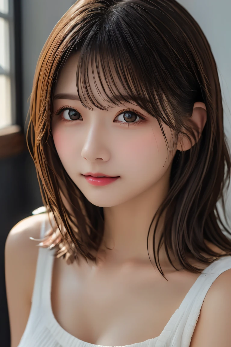 Highest quality, (beautiful)、beautiful女性、Precision Eyes、Brown Hair、Looking into the camera、Soft Breasts、Medium Hair、Shaggy Hair、indoor、Santa clothes