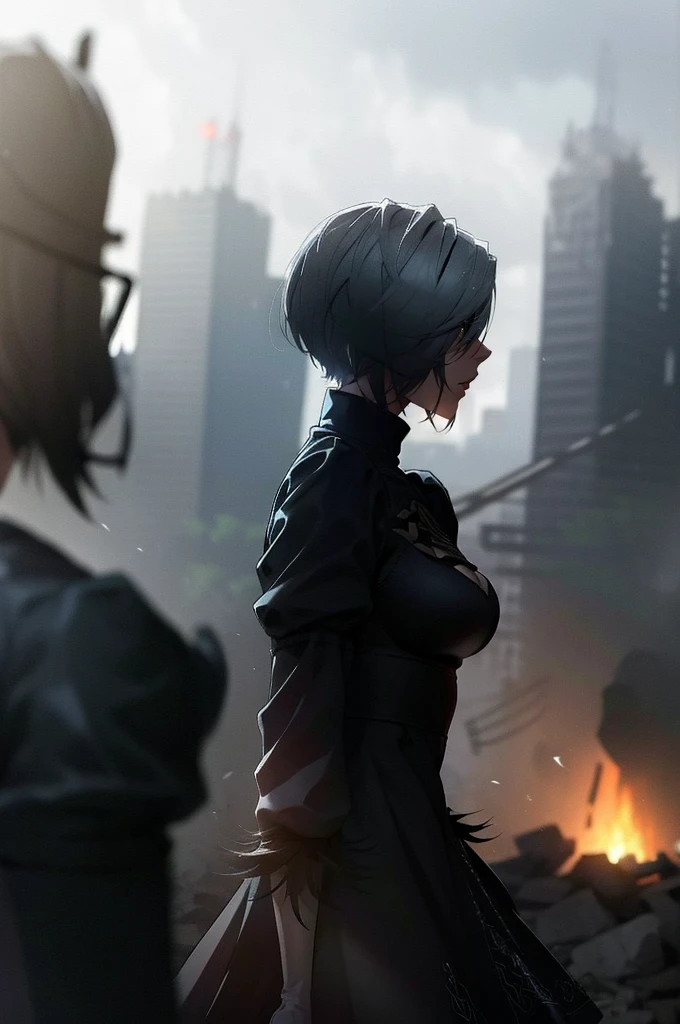 In the middle of the battle,nier,2Bvs Robot Army,