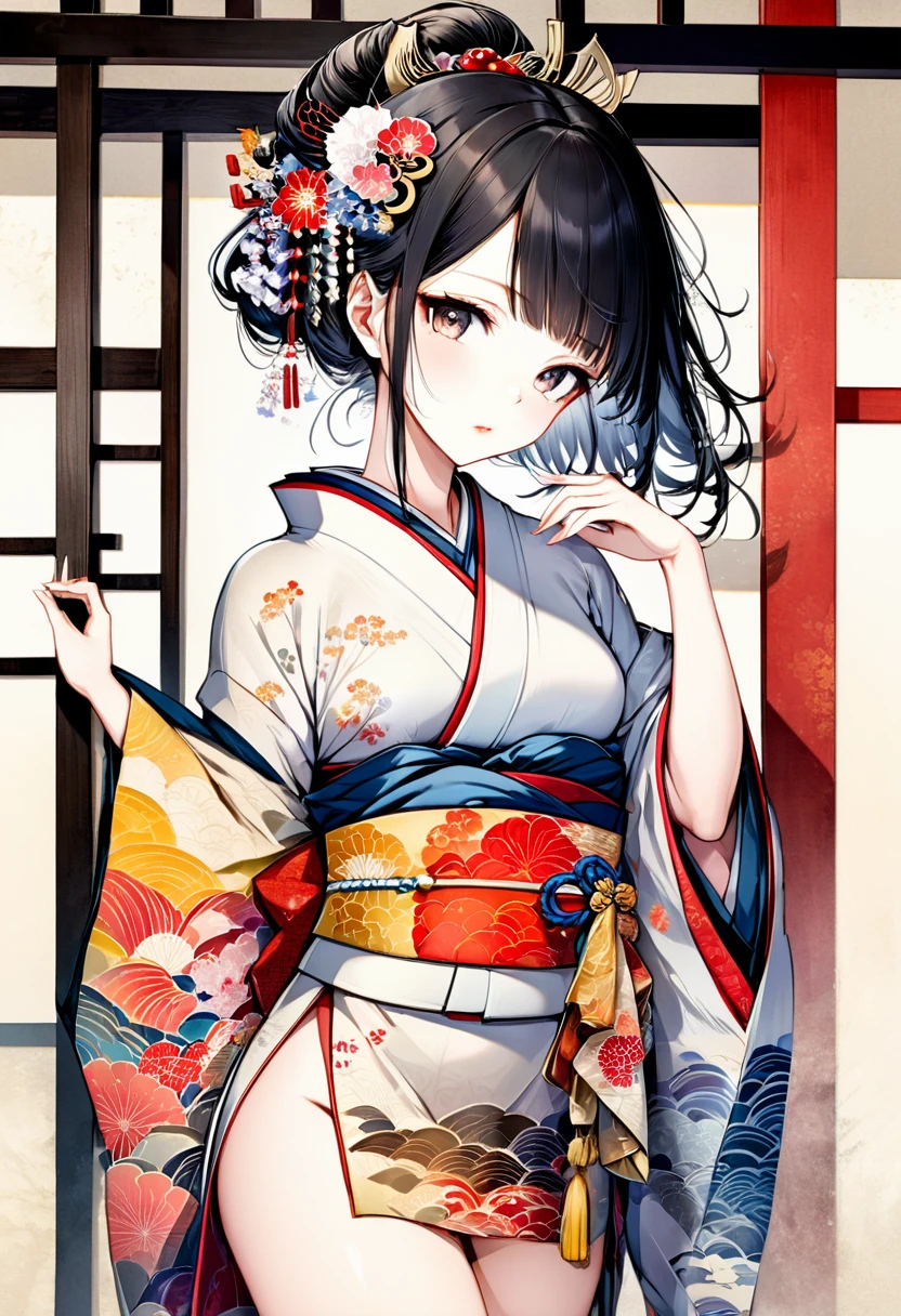 (((master piece:1.4))),(hyper quality:1.5), Hyper Detailed,Perfect drawing,3D,8K Illustration、(((clearface)))、Hi-Res、japanes、1 persons、adult lady、Beautiful skins、Lustrous hair、(((beautiful kimonos)))、((Luxury underwear))、(((Beautiful underwear)))、Japan background、nice background、((beatiful backgrounds))、(((Detailed drawing)))、Perfect Beautiful Girl、((Perfect Photo))、((emotional))、((Luxury))、spot light