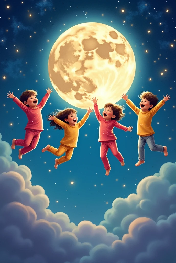 Four, five, six, and we’re flying so high,
Counting to the moon, up in the sky at night 