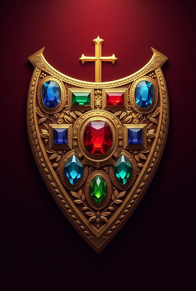 "Create a logo based on the Biblical breastplate with 12 colorful gemstones, representing the Tribes of Levi. The design should feature the gemstones arranged in a grid or decorative pattern, with Marsala as the prominent color for the background and accents. Incorporate Christian symbolism in the design, reflecting reverence and elegance. Add the phrase 'Geração Levi' prominently within or below the peitoral. Ensure the design captures the essence of the Biblical breastplate while maintaining a classic and refined look."