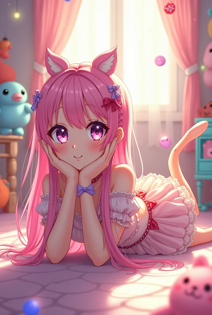 Anime girl whit boobs on te floor