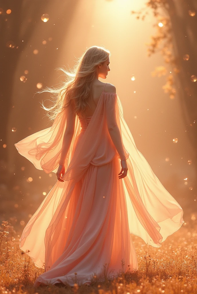 silhouette of a blonde woman in a long beautiful dress, in a romantic underwater setting of deep pink, cinematic dramatic lighting, photorealistic underwater world with high resolution,