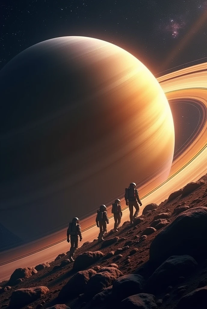 Five big steps and we're leaving the sphere,
Six glowing rings around Saturn so wide at night  