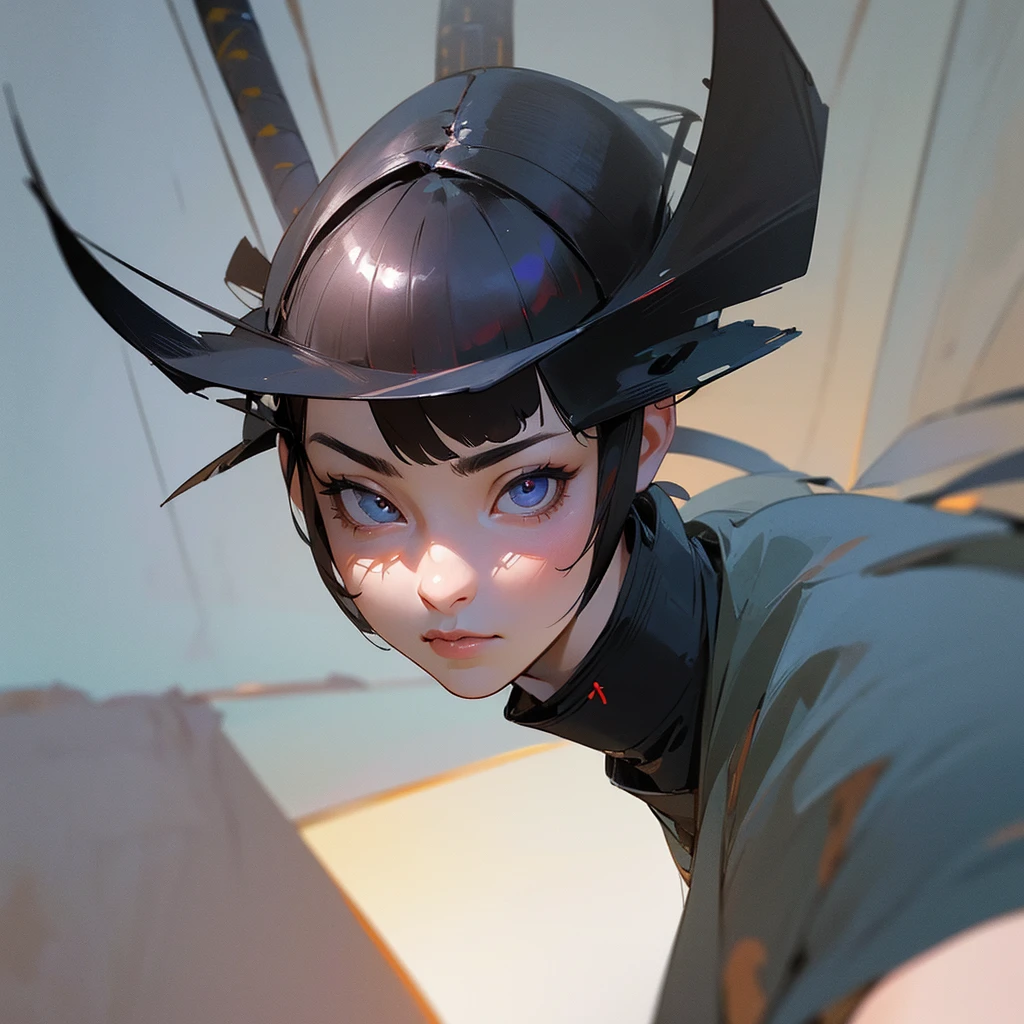 (8k, Highest quality, masterpiece:1.2), (Realistic:1.4), RAW Photos, Highest quality, Ultra-high resolution, Best Shadow, (whole body:1.4), Short-haired female, Japanese Armor, Samurai sword, Large and amazing environment, Horror, dark Horror, Highly detailed facial features, Beautiful and perfect face, Perfect Eyes