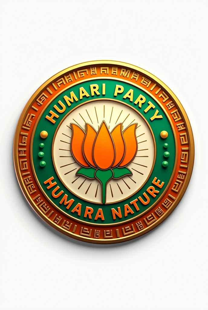 I want a political party batch design with Quotation 'Humari Party Humara Nature' with 'lotus' logo