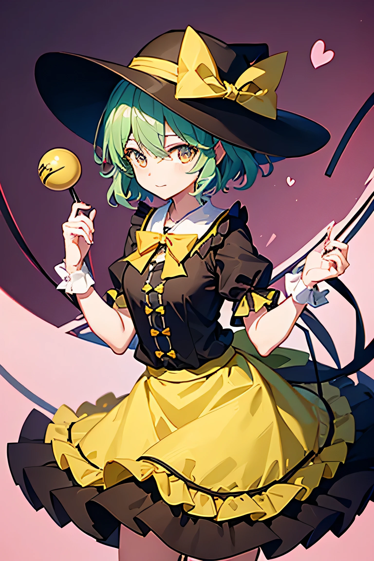 Koishi Komeiji from Touhou Project、Black hat with yellow ribbon、Maid clothes