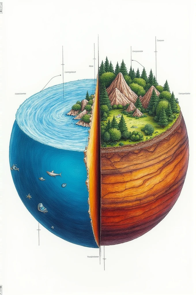 create a poster art show casing the differences between oceanic and continental lithosphere drawings only 