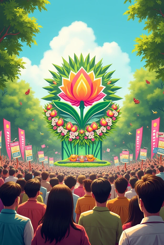 Generate Batch design of Political party 'HPHN' with slogan 'Humari Party Humara Nature' with 'lotus' logo