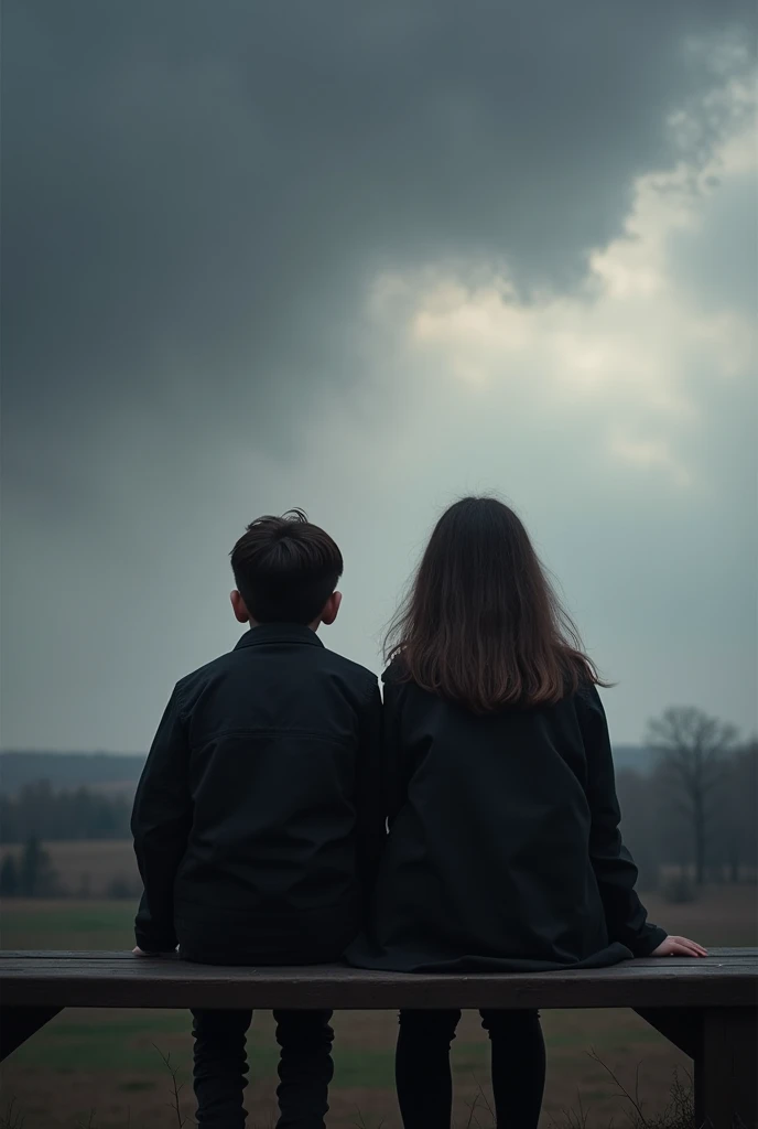 Boy and girl holding hands and they have no faces. The background is a little sad and everything to be super realistic. Make him looks like 