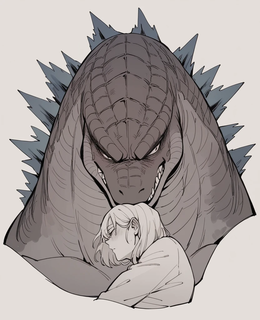 Female Godzilla sucking Donkey Kong's giant penis