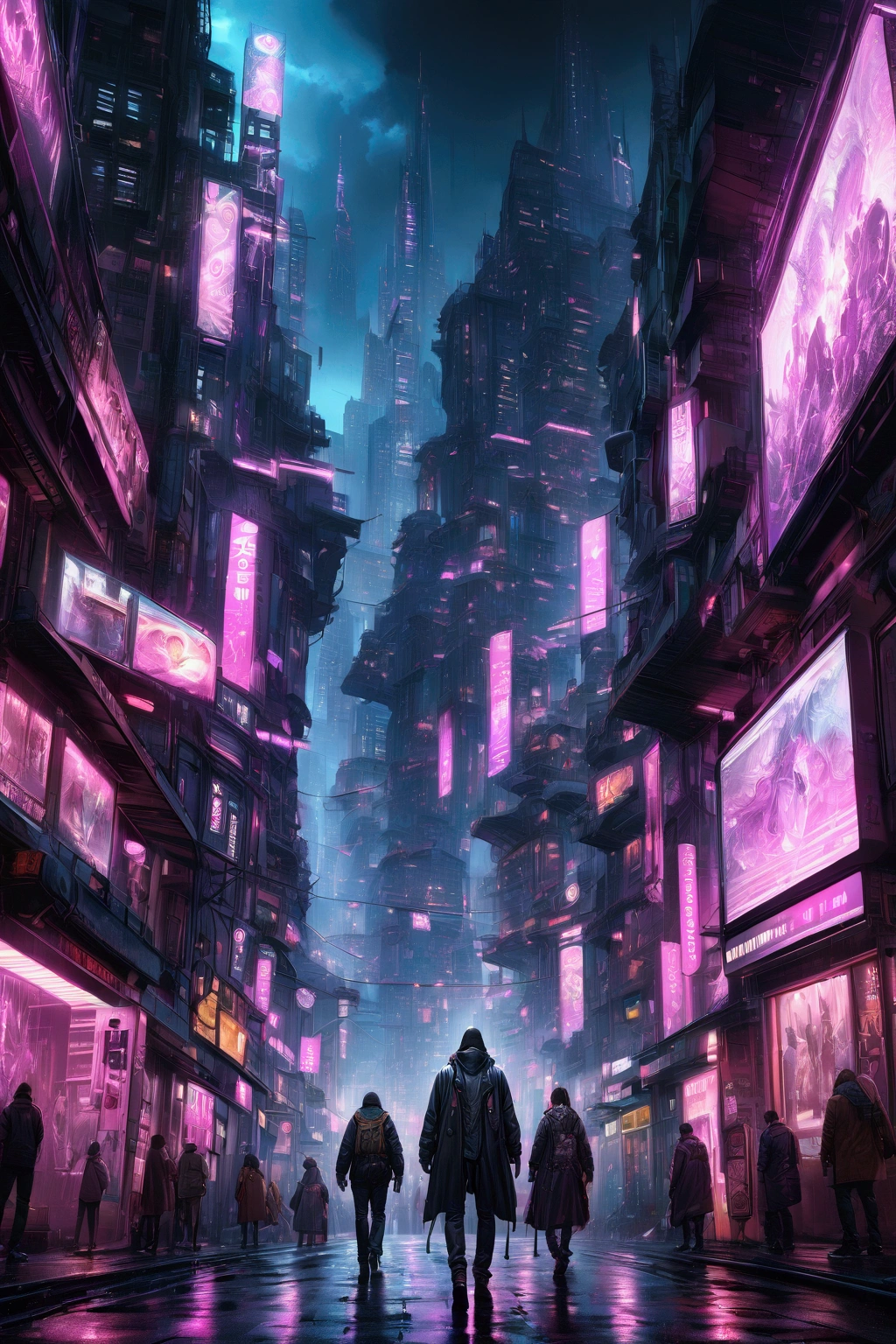 (((ultra realistic))) Photo, masterpiece, top quality, (Ultra detailed face and eyes), 1 man, a lone gunman in a futuristic cyberpunk city, detailed cinematic lighting, dramatic atmosphere, dark sinister cityscape, neon glowing lights, high tech skyscrapers, moody colors, cinematic composition, hyper-realistic, ultra-detailed, 8k, photorealistic, award winning artwork, masterpiece, b1llb0ard, sign, 