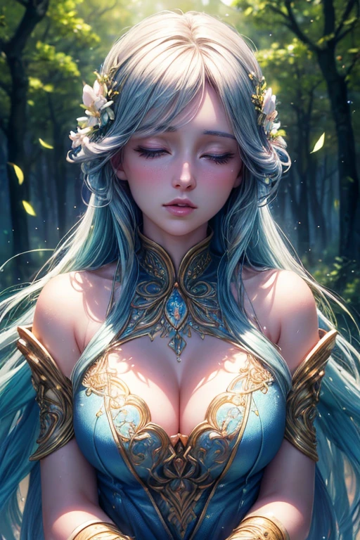 2 ethereal beauties, beautiful detailed eyes, beautiful detailed lips, extremely detailed eyes and face, long eyelashes, porcelain skin, flowing hair, magical affinity, fantasy, dreamlike, glowing aura, radiant light, detailed environment, lush foliage, enchanted forest, glowing fireflies, (best quality, 4k, 8k, highres, masterpiece:1.2), ultra-detailed, (realistic, photorealistic, photo-realistic:1.37), cinematic lighting, vibrant colors, mystical, whimsical