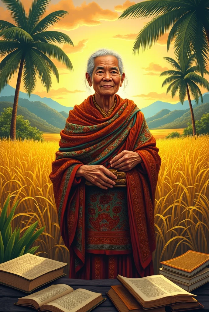 Poster with the theme of Filipino : Wikang Mapagpalaya and the color scheme is from Fernando Amorsolo