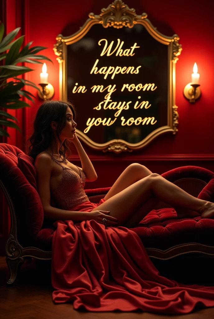 Create an amazing but seductive design saying "what happens in my room stays in my room "