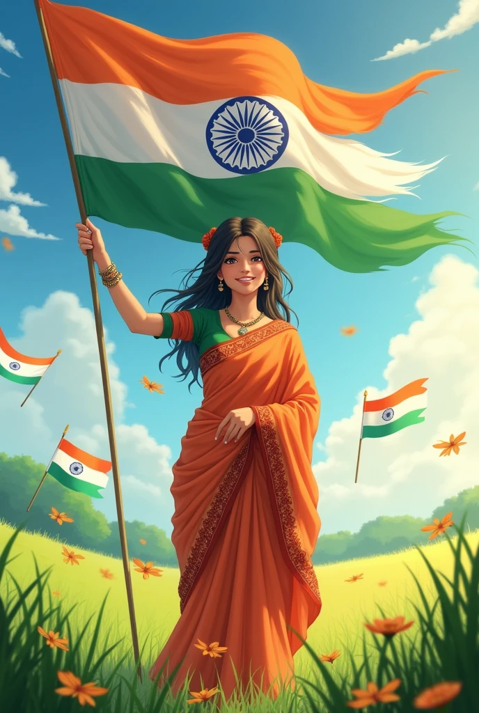 India is standing with the flag of Naruto 15th August