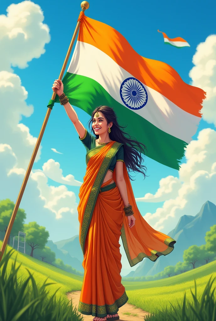 India is standing with the flag of Naruto 15th August