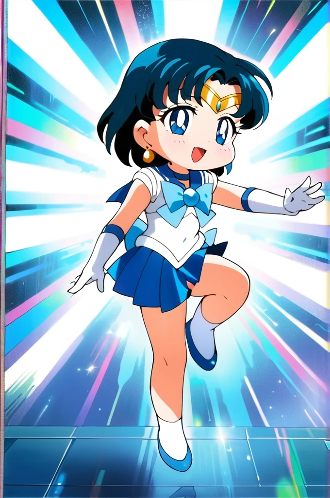 score_9, score_8_up, score_7_up, score_6_up, score_5_up, score_4_up, source_anime,
(masterpiece:1.3),(highest quality:1.4),(Super detailed:1.5),8k,High resolution,an extremely delicate and beautiful,Official Art,Perfect ???????,(anime_screencap:1.11),(90s anime,90s anime style,Cel-shaded anime:1.47),anime coloring,(1girl:1.5), 
((aamercury:1.52)), short hair, blue hair, tiara, earrings, blue eyes, blue choker, blue sailor collar, blue bowtie, white shirt, elbow gloves, white gloves, pleated skirt, blue skirt, bare legs,((chibi:1.52)),
