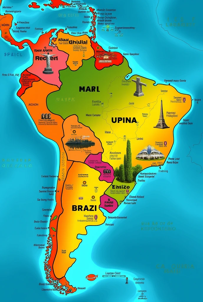Create a map with several cities in Brazil 