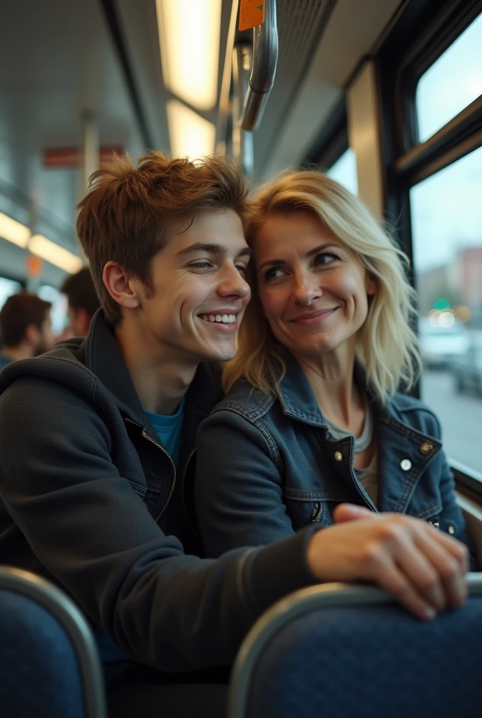 18 year old Son do groping behind his 49 years old mother on the bus
