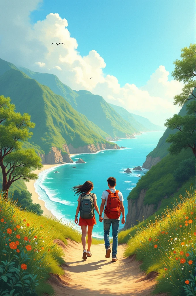 Weekend Getaways: Scenic images of places they might visit together, like a picturesque hill station or a serene beach, showcasing their adventures.