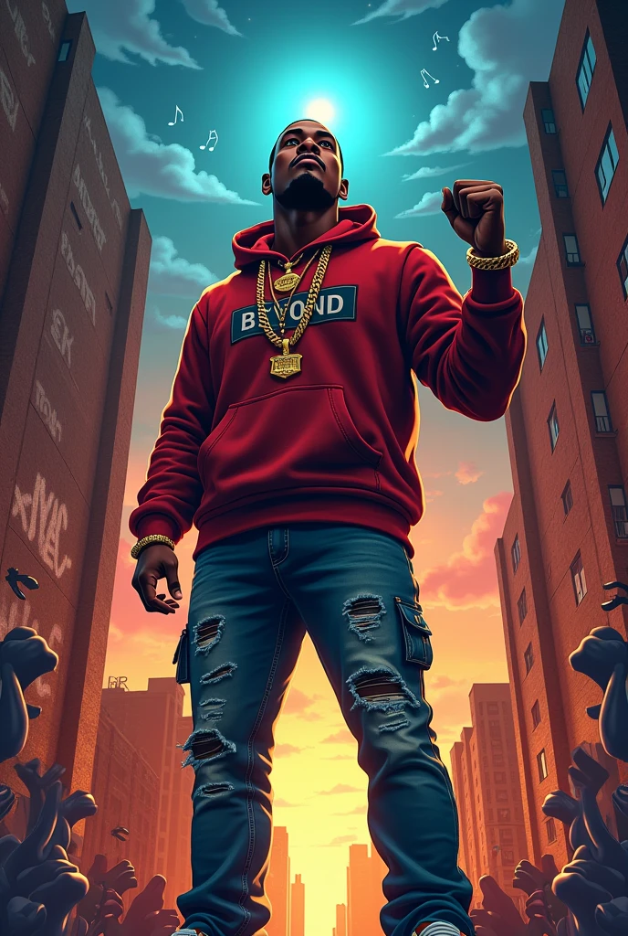 Generate a rap CD cover based on the phrase "beyond the fight".