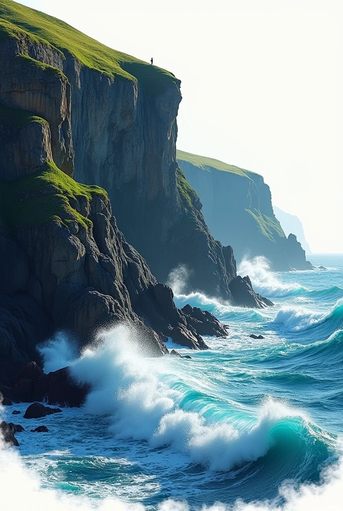 Logo with ocean cliffs and waves