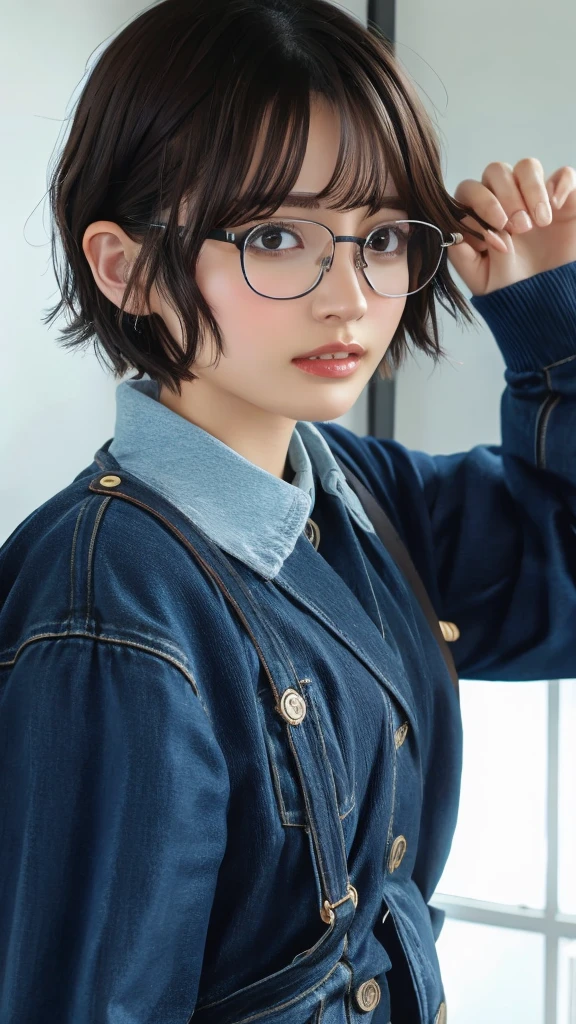 Glasses、short hair