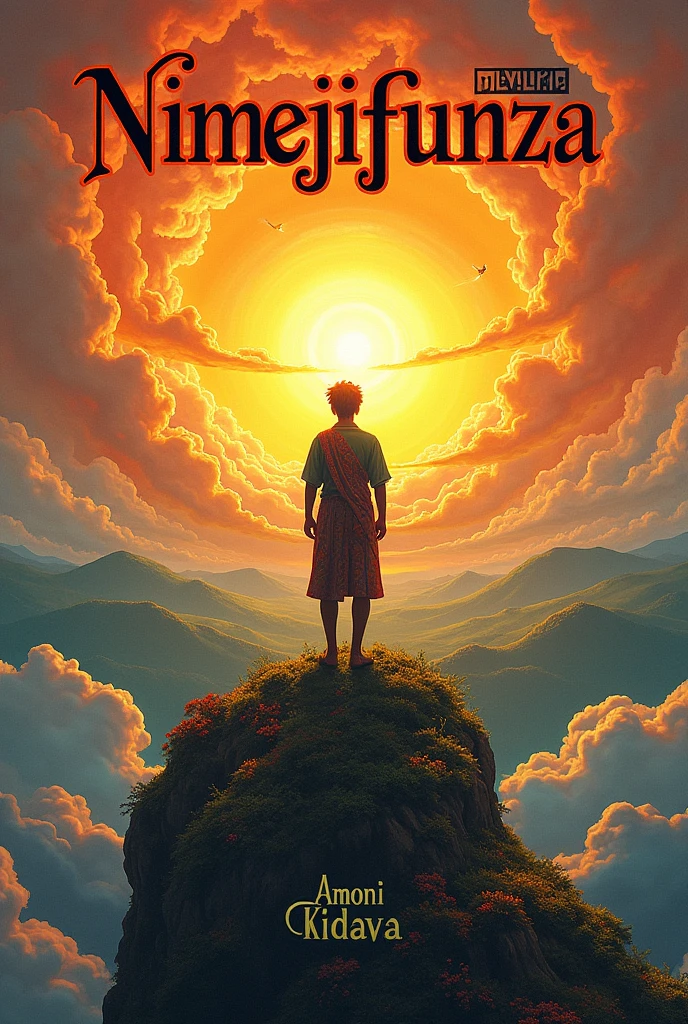 Generate music album cover including the song's name which is "Nimejifunza" and the artist's name which is "Amoni kidava" the song is about life lessons