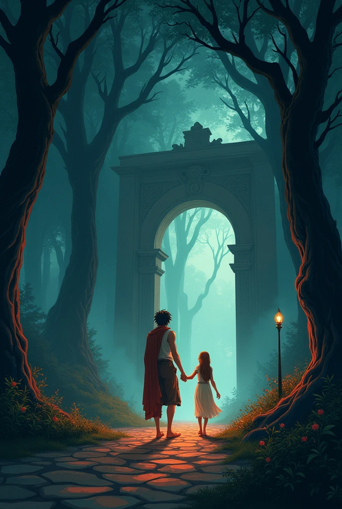 Point 1: The Journey Begins Cartoon 1:
Image: dante perdido en un bosque oscuro.
Text: "Halfway through life, I found myself in a dark forest."
Viñeta 2:
Image: Virgil appears, offering his hand.
Text: "Do not worry, dante. I am Virgil and I will guide you."
Viñeta 3:
Image: dante y Virgilio comenzando a caminar hacia las puertas del Infierno.
Text: "We will descend into Hell to understand sin and redemption."