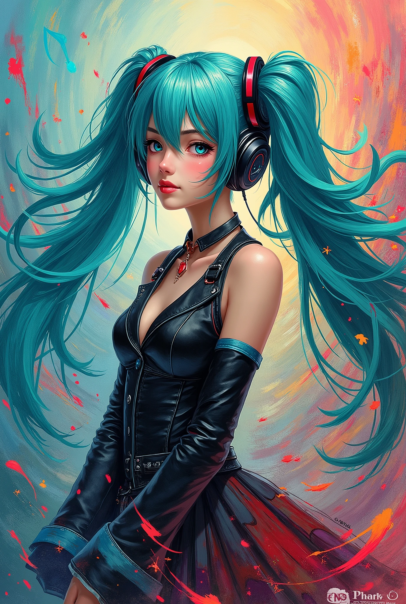Hatsune Miku in the style of Oskar Kokoschka