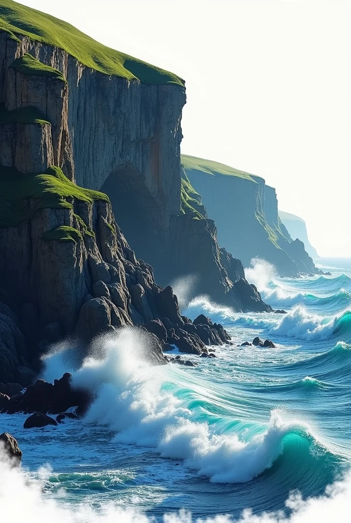 Logo with ocean cliffs and waves
