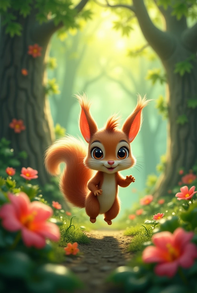 Sammy** - A curious and adventurous squirrel with a fluffy tail, who loves to explore the Enchanted Forest and help others in need.