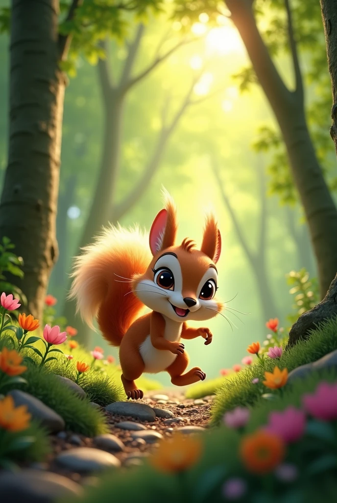 Sammy** - A curious and adventurous squirrel with a fluffy tail, who loves to explore the Enchanted Forest and help others in need.
