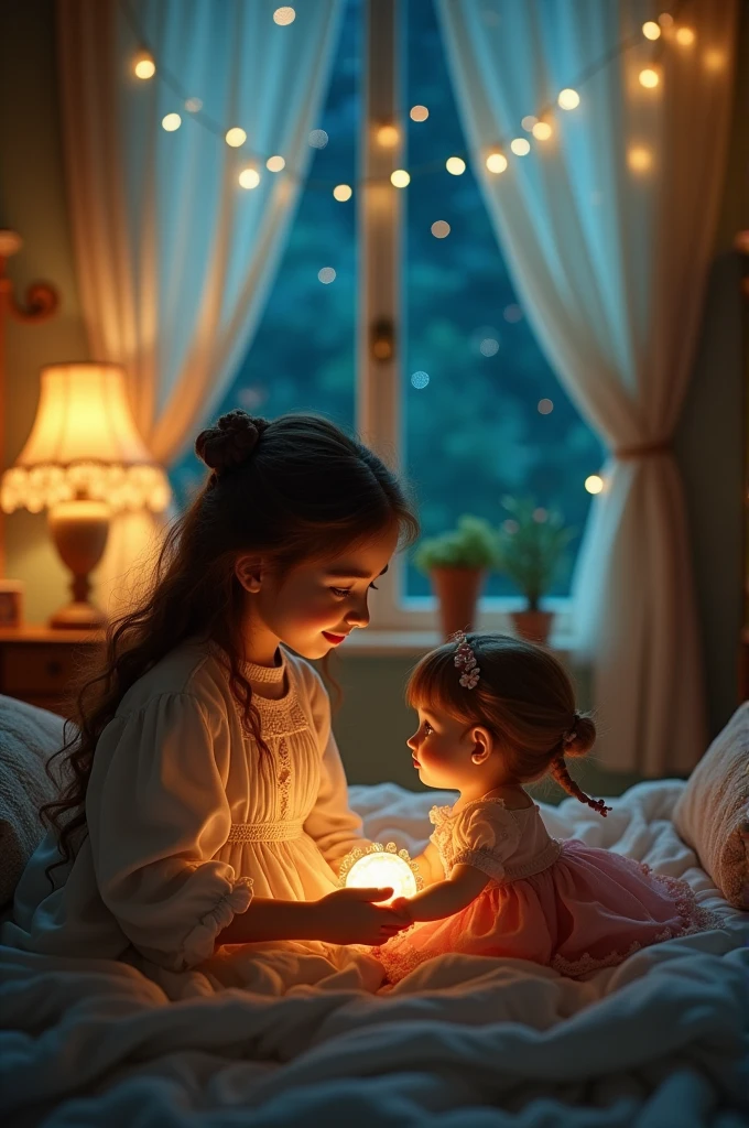 the doll, smiles warmly and explains that Ayesha's love and care have brought her to life, but she can only be alive during the night when everyone is asleep