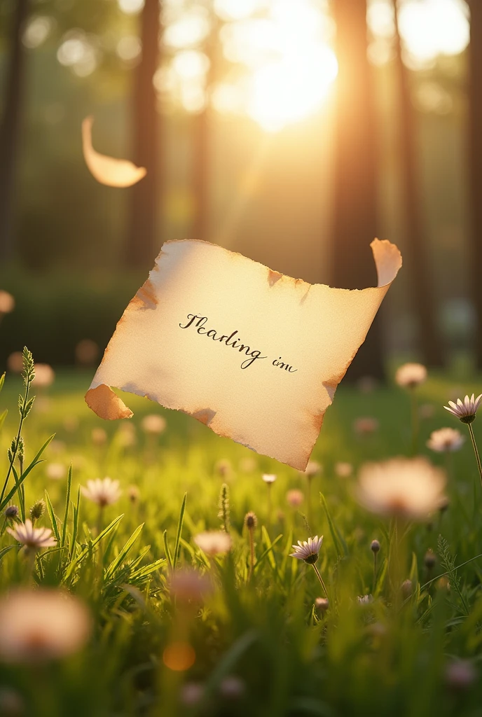 A piece of letter paper 
flying in wind