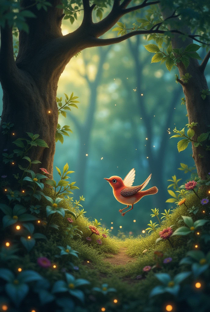 Bella** - A tiny, shimmering bird with a magical song, who has lost her way home and is seeking assistance to return to her nest