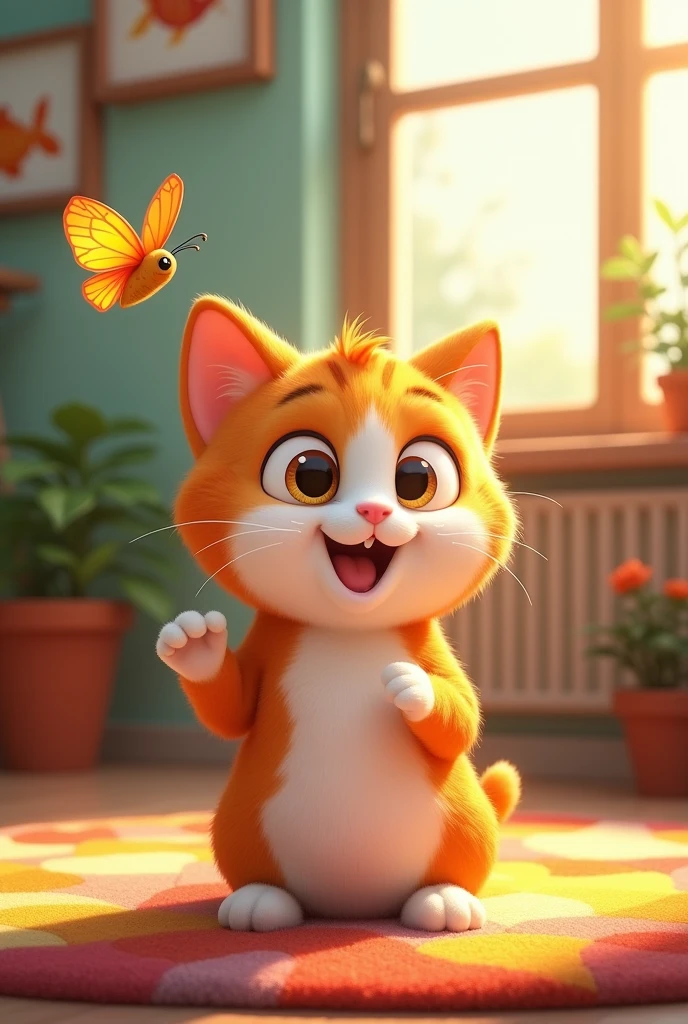 Create a very cute cartoon animated cat 