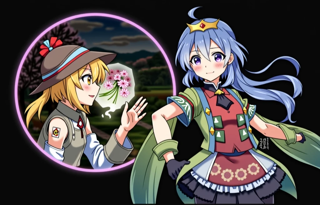 score_9, score_8_up, score_7_up,source_anime, high res image,masterpiece,best quality,2girl,cute face,clear skin, Alhaitham_genshin, Navia_genshin,smile,looking each other,