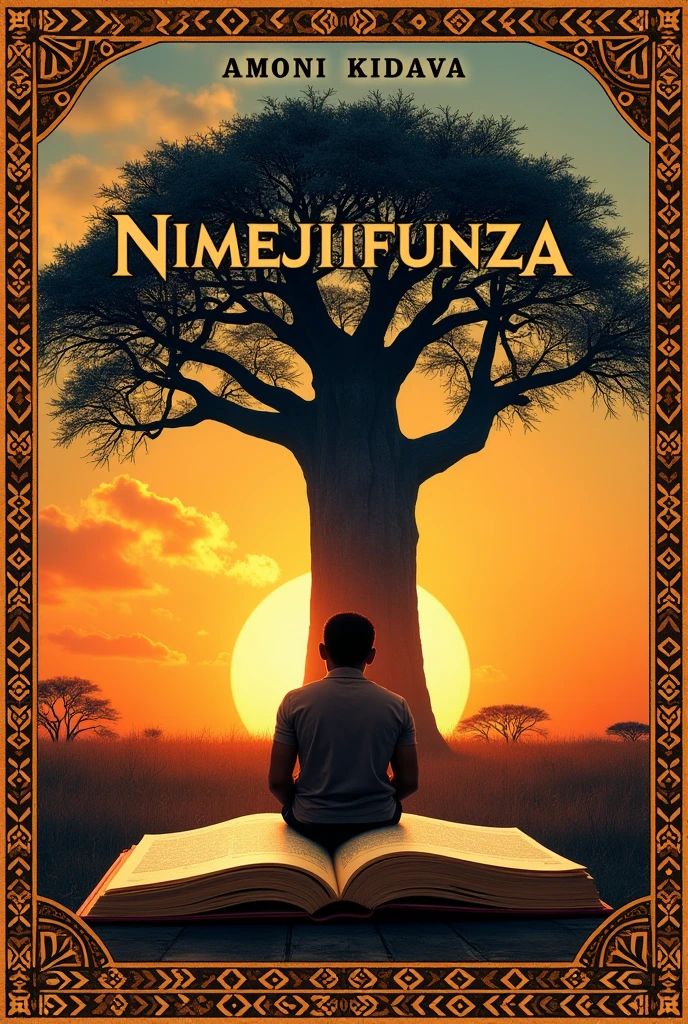 Generate music album cover including the song's name which is "Nimejifunza" and the artist's name which is "Amoni kidava" the song is about life lessons.