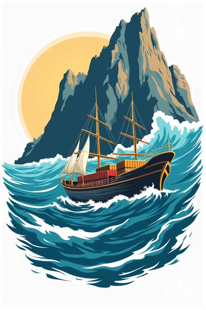 create a logo vector with elements of ocean cliffs and trade