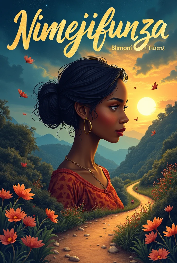 Generate music album cover including the song's name which is "Nimejifunza" and the artist's name which is "Amoni kidava" the song is about life lessons.