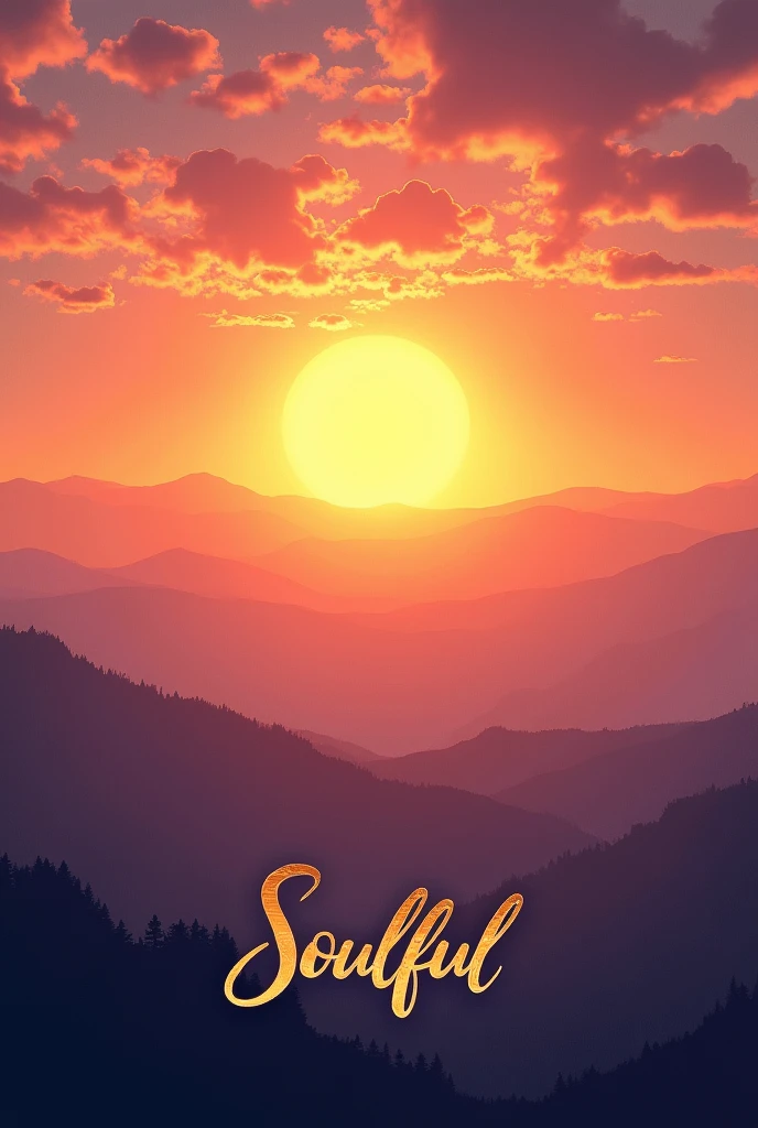 A realistic sun rising on a horizon line, with Soulful saying written beneath in italics
