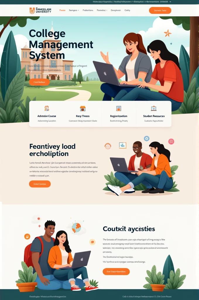 Create college management system website landing page