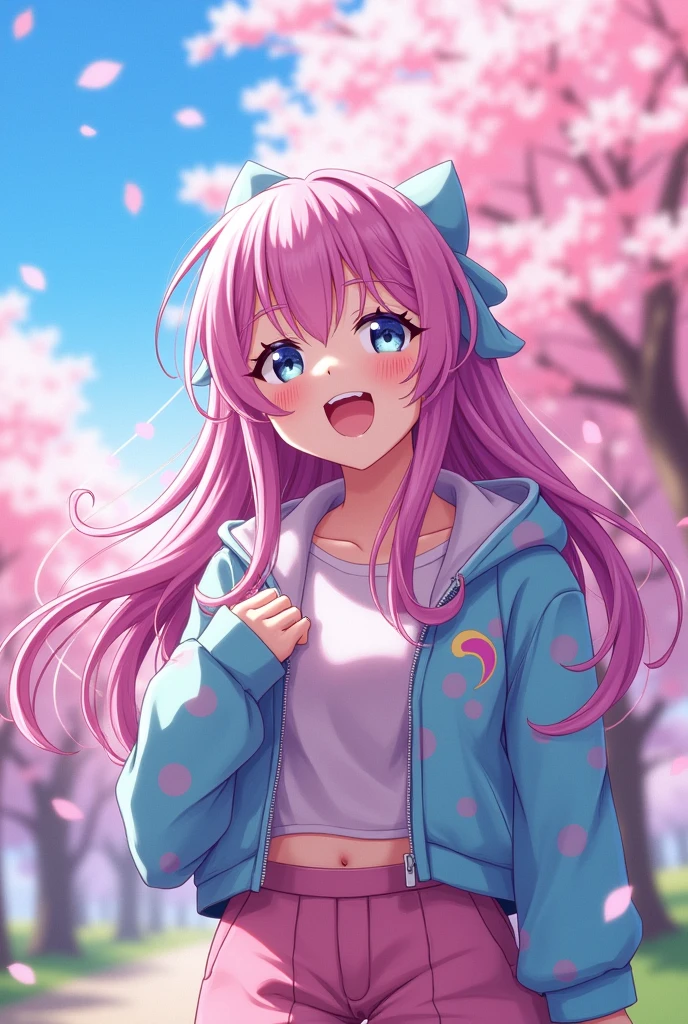 Happy anime woman