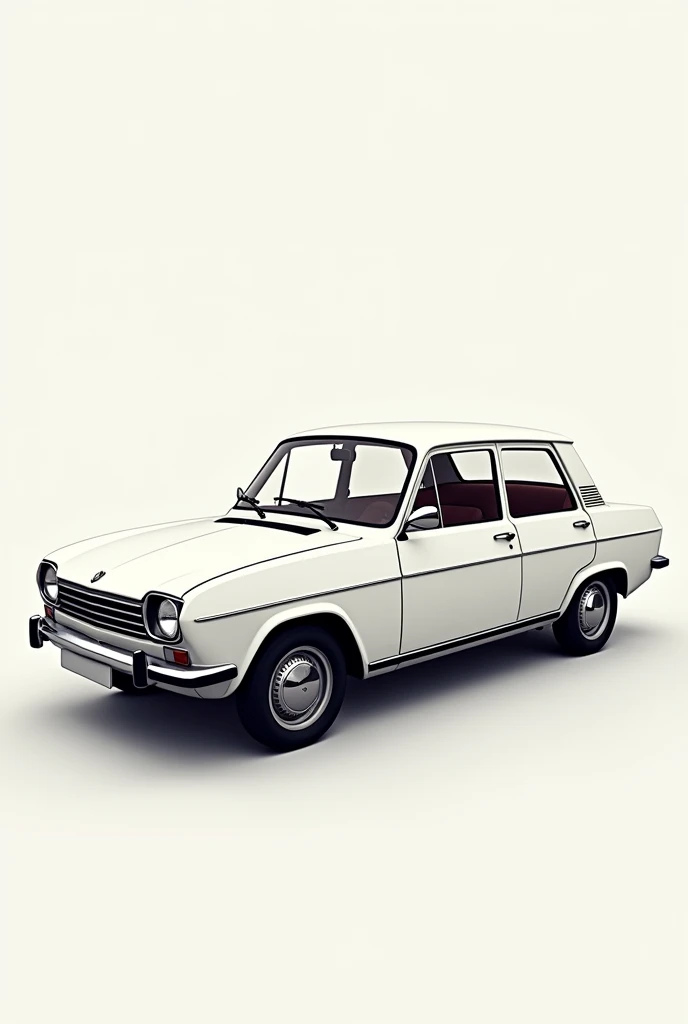 White Renault 11 car, Vue in 3/4, without background, art vectoriel