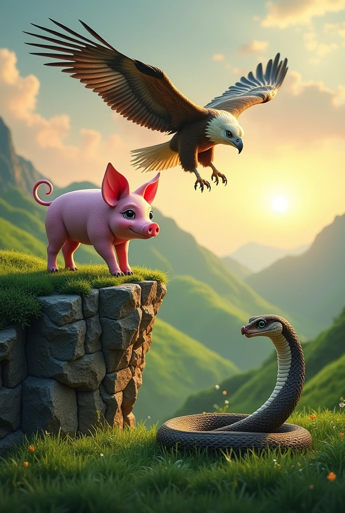 pig, eagle and snake