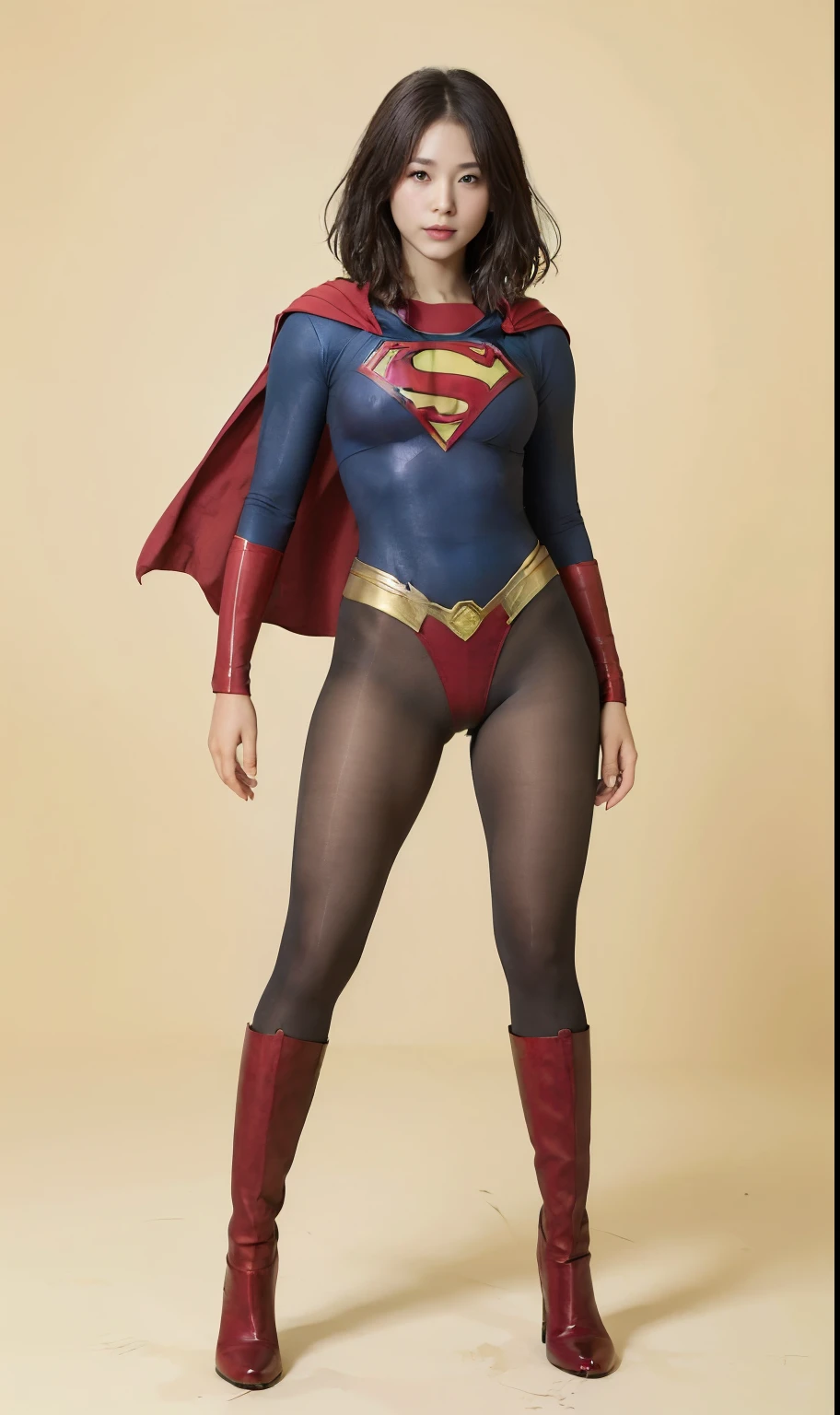 No background、(((Looking down、Looking down)))、(((Beautiful legs in black tights.)))、(((Legally express the beauty of your smile)))、((((Make the most of your original images)))、(((Supergirl Costume)))、(((Beautiful short bob hair)))、(((suffering)))、(((Please wear black tights....、Wear red boots)))、((Best image quality、8k))、((Highest quality、8k、masterpiece:1.3))、(((Preserve background )))、Sharp focus:1.2、Beautiful woman with perfect figure:1.4、Slim Abs:1.2、Wet body:1.5、Highly detailed face and skin texture、8k