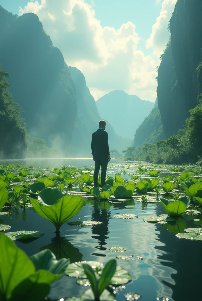 _Water taro_ Scenery Dreamlike art, masterpiece, Sharp male focus
